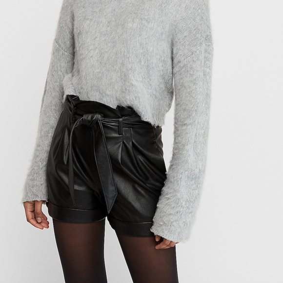 Express Pants - Super High Waisted Paperbag Vegan Leather Shorts